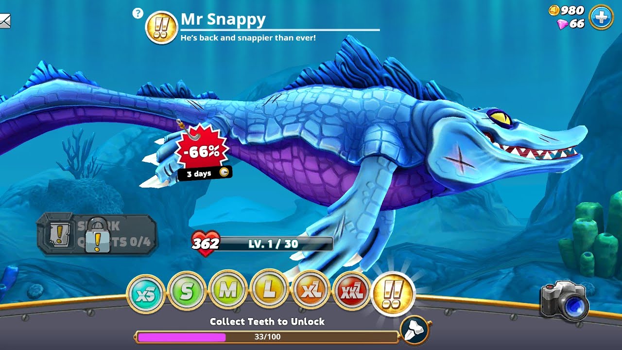 how to unlock Mr snappy for free in hungry shark world - YouTube