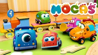 Mocas - Little Monster Cars Full Episodes | Trains & Tracks | Cartoons For Kids
