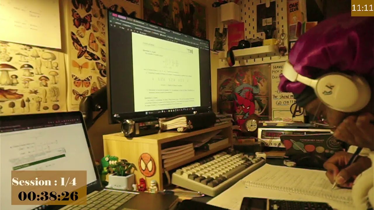 study with me for 4 hrs | 50/10 pomodoro and fireplace sounds