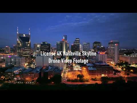 Nashville Skyline Stock 4K drone video