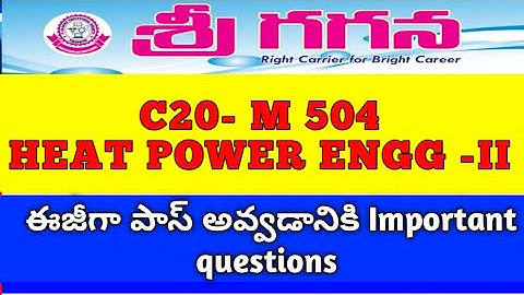 C20-M504- HPE-II # IMPORTANT QUESTIONS TO PASS # HEAT POWER ENGINEERING -II # AP SBTET#DIPLOMA