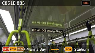 (Debut/Last Trip/Glitched Screen) SMRT C851E 885 --- [Marina Bay → Stadium]