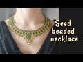 Simple beaded necklace with seed beads. Beading tutorial