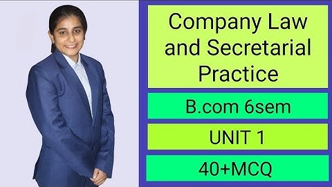 Company Law and Secretarial Practice Unit 1 MCQ Question in Hindi /English @LucknowLearning
