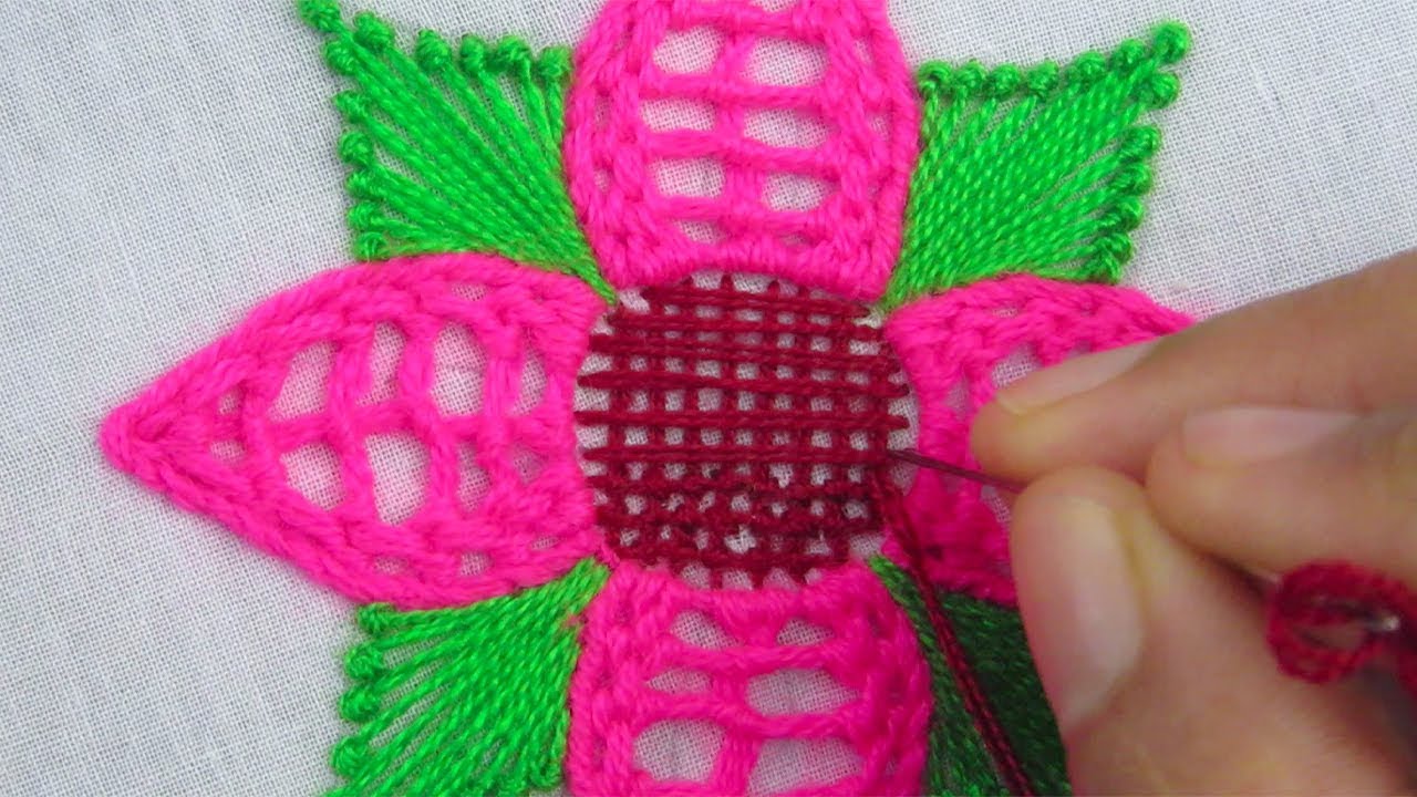 Hand Embroidery, Fancy Flower Embroidery Design - YouTube