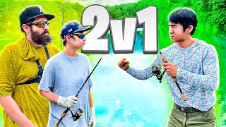 2v1 Bass Fishing CHALLENGE vs. Father/Son Duo!!! (SURPRISE CATCH)