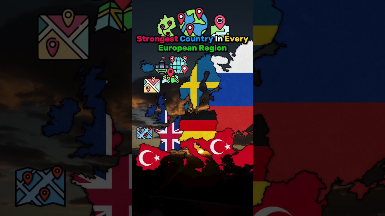 Strongest Country In Every European Region | Map by @iraqigeo 