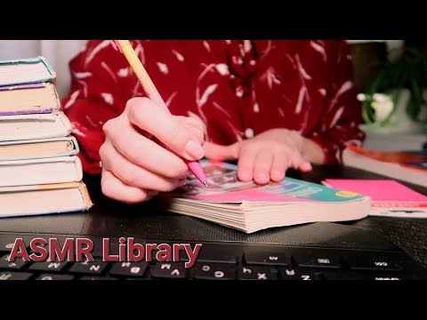 ASMR Ritual in the Library 📚 Sorting Textbooks, Stamps + Inaudible Whispers thumbnail