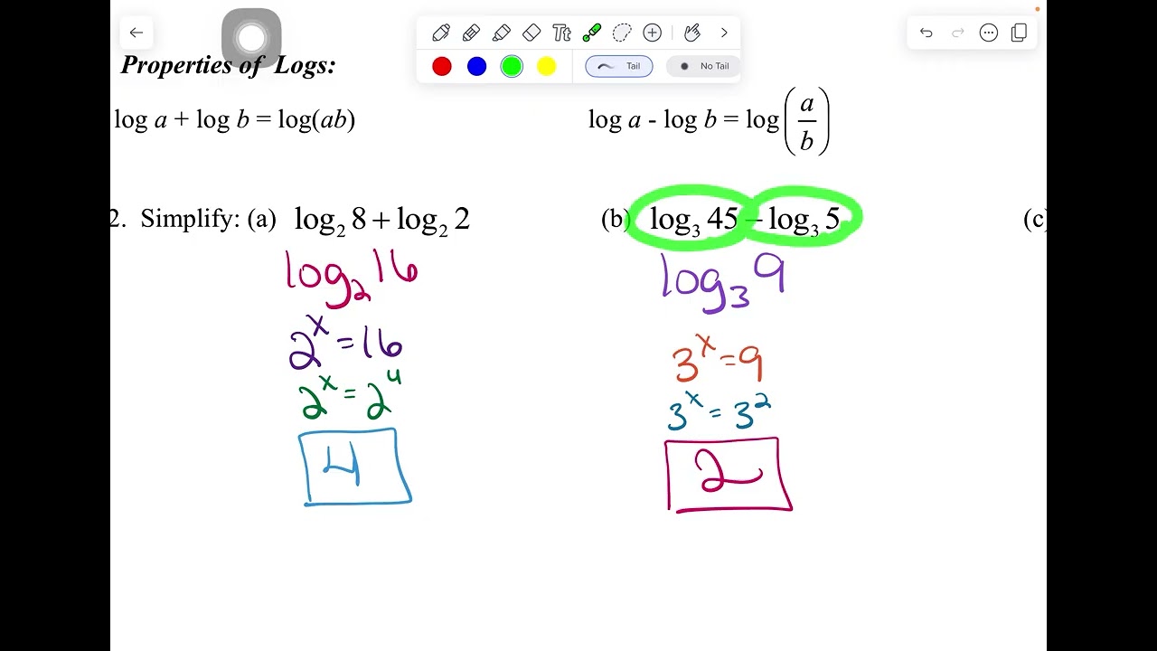 Notes 79 (Part 1) - Evaluating Logarithms and Applying Properties of Logarithms