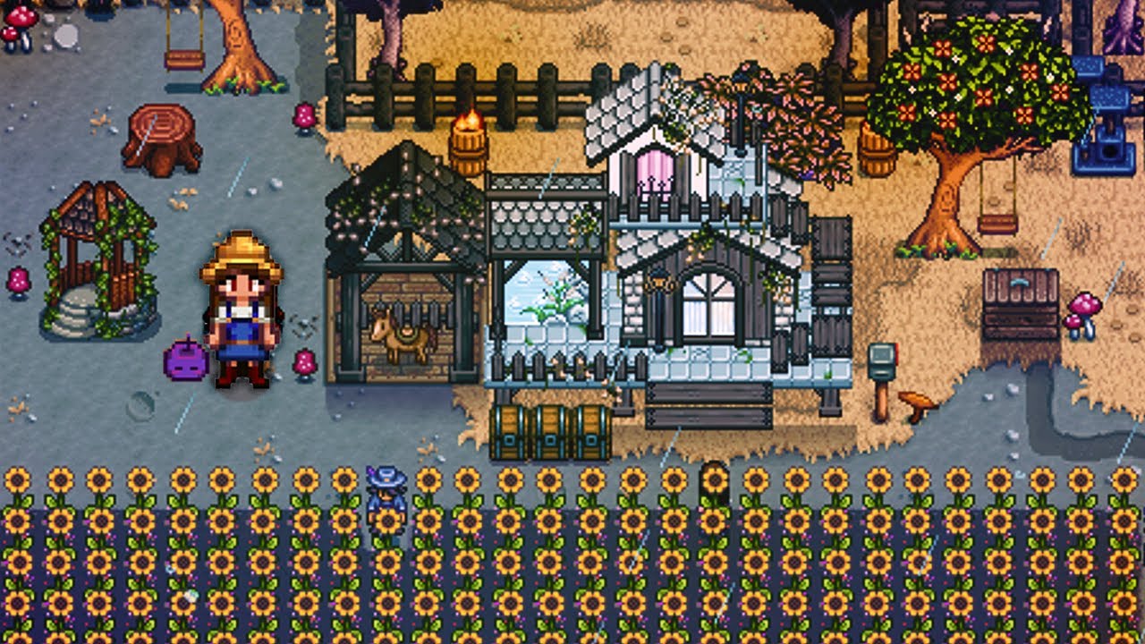 Rainy Autumn Day VIBES ☔ | Lofi Farming & Sunflowers in Stardew Valley