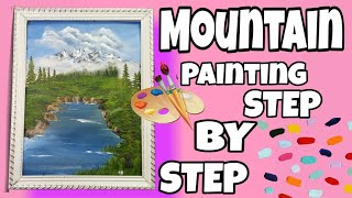 Acrylic Painting tutorial step by step/Mountain/Scenery