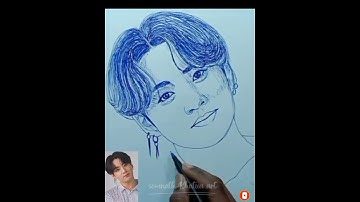 Drawing BTS jungkook sketch with ballpoint pen 🖋️ #shorts #youtube_shorts #ytshorts #bts #drawing