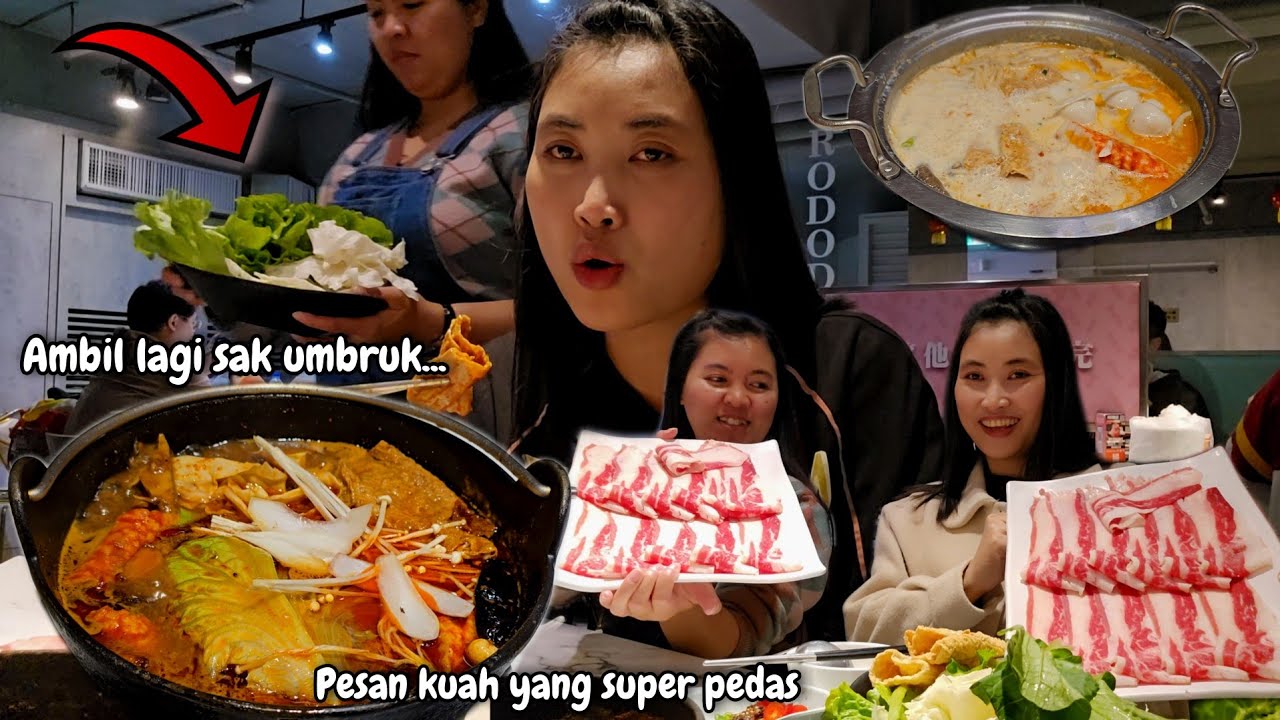 KELAPARAN‼️ MUKBANG HOT POT SUPER PEDES BISA REFILL BERKALI-KALI 