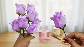 DIY ribbon roses/how to make beautiful rosebud flower with satin ribbon