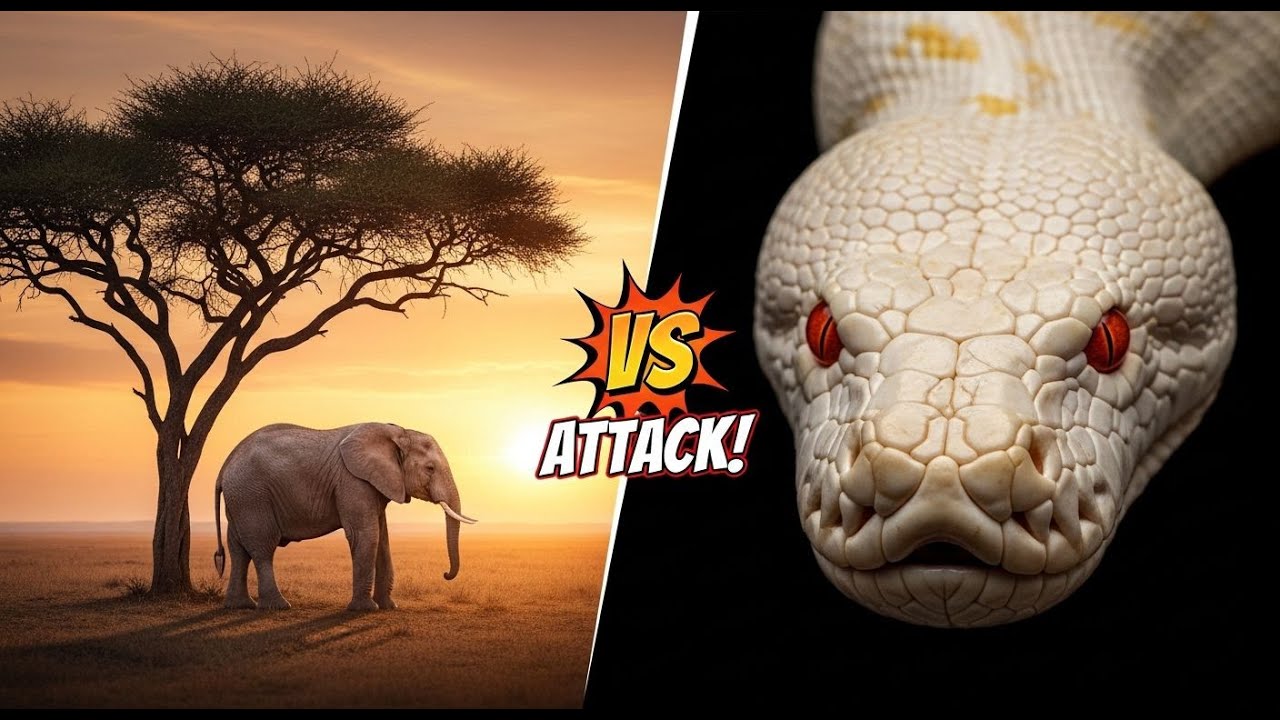 Brave Heroes Save Lonely Elephant From Giant Albino Python Attack - YouTube