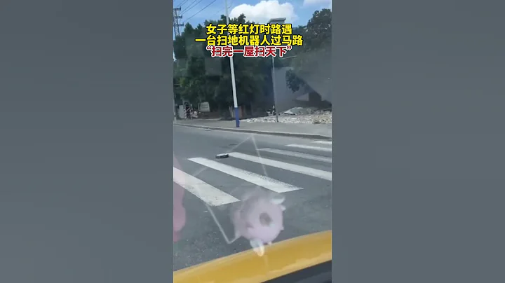 女子等红灯时路遇一台扫地机器人过马路。“这是要离家出走吗？”😂 #意不意外 - 天天要闻