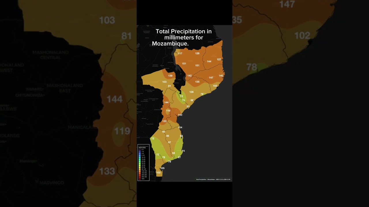 Total rain for Mozambique, 12/12-12/26. #weather #mapping #facts #geographythroughmaps #climate