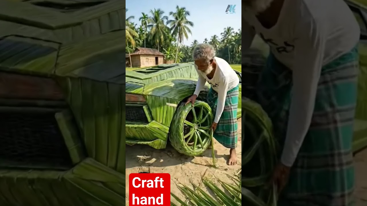 Lamborghini made from fresh coconut leaves