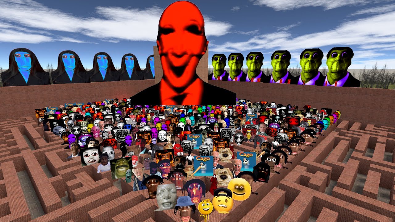 Obunga, Kuchisake , Elis and Nico Nextbots in the Maze | Garry's Mod