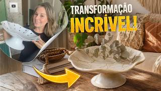 Transformei uma fruteira de PLÁSTICO em CERÂMICA ANTIGA (Técnica Inédita de Craquelado)