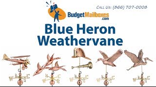 BudgetMailboxes.com | Good Directions 9606V1 Blue Heron Weathervane - Blue Verde Copper