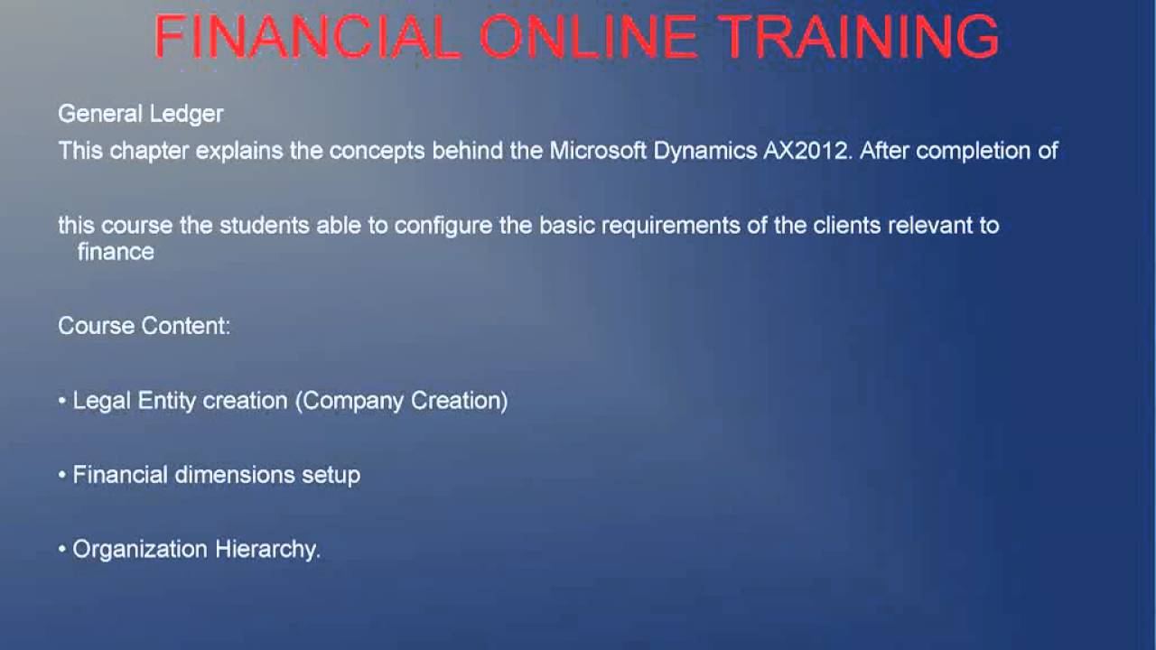 Microsoft Dynamics Ax Financial one to one online training USA UK