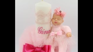 Lumanare botez personalizata „papusa somnoroasa” sfera tull, roz- Bebica fashion Constanta Lumanare botez personalizata „papusa somnoroasa” sfera tull, roz- Bebica fashion Constanta