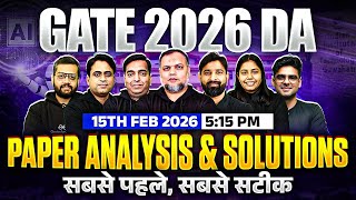 GATE 2026 Data Science &amp; Artificial Intelligence | Exam Analysis &amp; Detailed Solutions | DA | 15 Feb