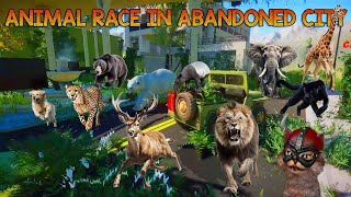 Carnivores VS Herbivores Animal Race in Abandoned City included Elephant, Giraffe, Lion & Polar Bear screenshot 4