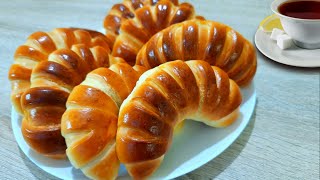 ВКУСНЕЕ не БЫВАЕТ! Пуховые РОГАЛИКИ  с повидлом. Дрожжевая Выпечка.