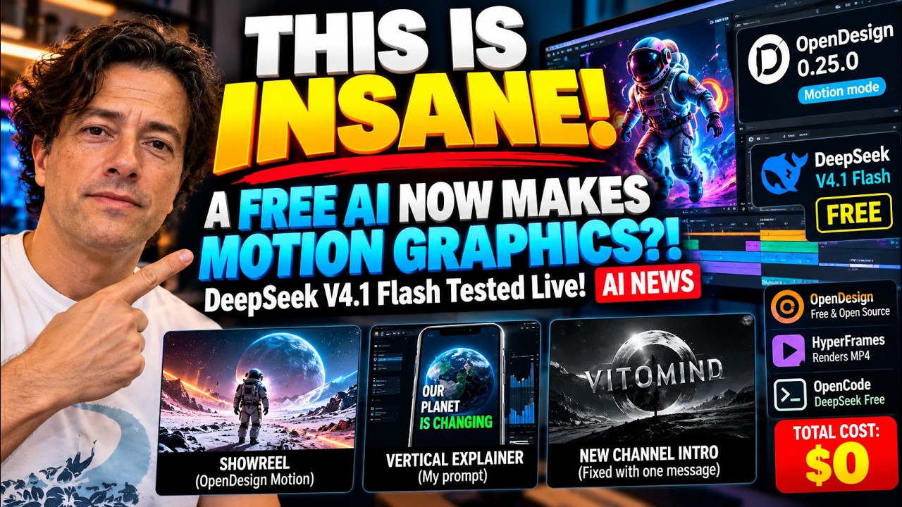This Is INSANE! A FREE AI Now Makes Motion Graphics?! DeepSeek V4.1 Flash Tested Live! AI NEWS