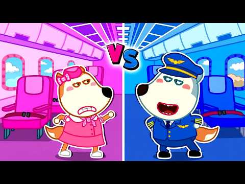 Pink vs Blue Plane Challenge with Lycan 🐺 Funny Stories for Kids @LYCAN1-d2g ‪