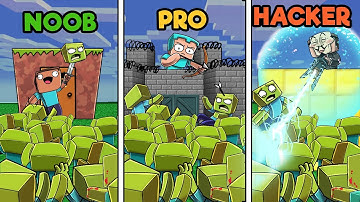 Minecraft - ZOMBIE BASE DEFENSE! (NOOB vs PRO vs HACKER)