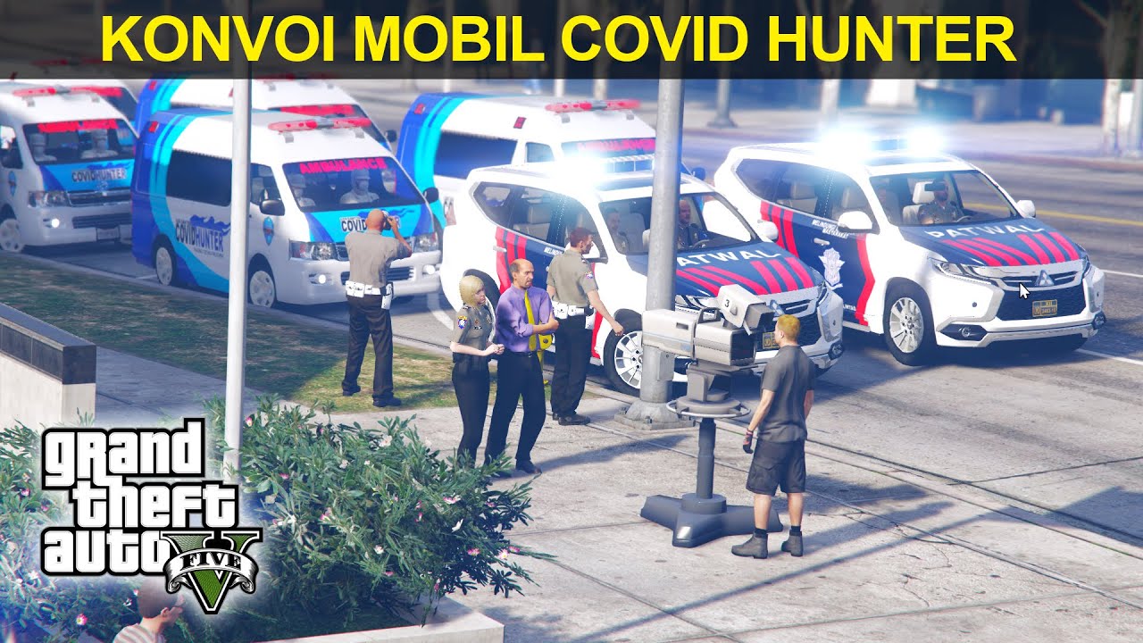Konvoi Mobil Covid Hunter Dikawal Oleh Polantas Patwal || GTA 5 Mod Polisi Indonesia