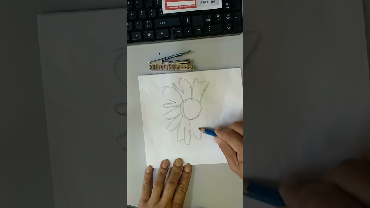 Sketching simple looking flower weird and funny 