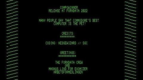 Compowinner, Forndata 2022, a Commodore PET 8032 demo