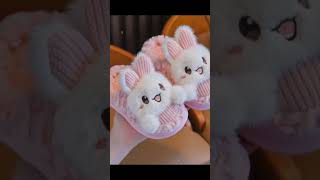 🐰 Cute Fluffy Cartoon Winter Slippers for Girls | Cozy Indoor Footwear #shorts