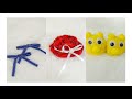 DIY simple and easy hair clips from plastic waste Pompoms and ribbon back to school accessories#diy 