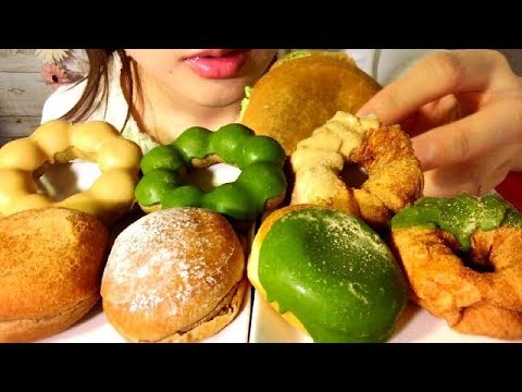 【ASMR咀嚼音】Eating Sounds 【ミスド】抹茶ドーナツ7種類食べる ネチャネチャ咀嚼音 音フェチ【スイーツちゃんねるあんみつのおやつ】