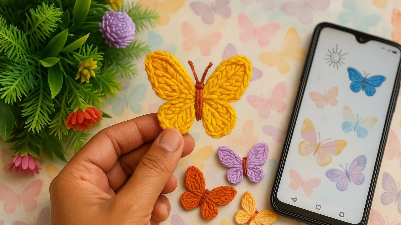 Handmade Crochet Butterflies | Colorful Knitted Butterfly Appliques for Crafts & Decoration 🦋
