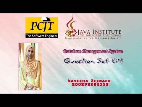 Question Set 04 | Database Management System | Java Institute