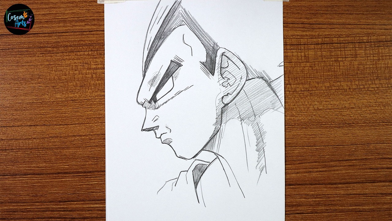 Draw Vegeta from Dragon Ball | Side Profile Pencil Tutorial for Beginners