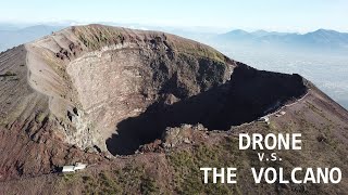 Drone flies over the Vesuvius Volcano in Italy