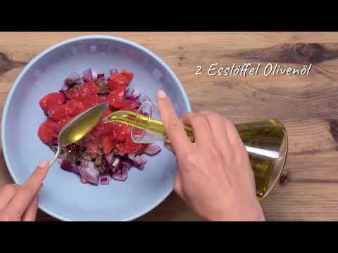 Video: Gemelli Mit Tomaten, Oliven Und Ricotta