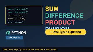 Learn Python: Sum, Difference, Product, Division with Data Type Checking