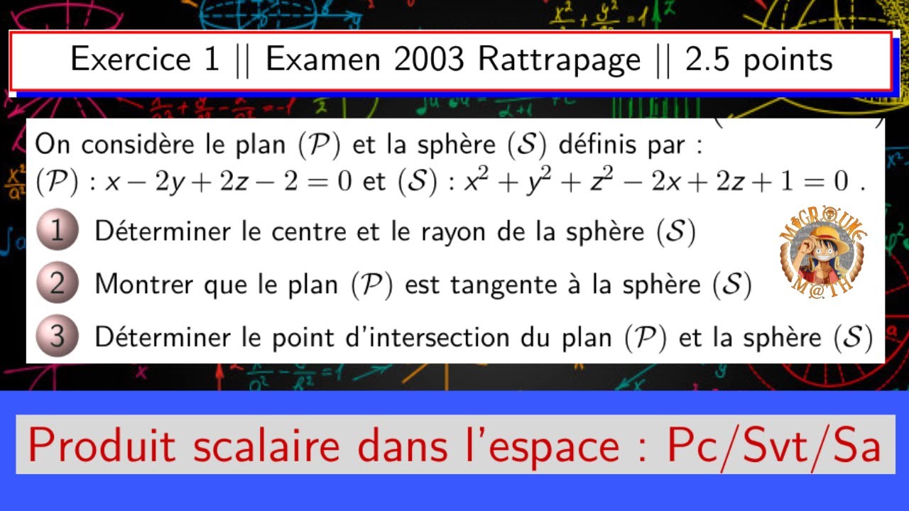 Produit scalaire dans l’espace — Examen 2003 Rattrapage — Exercice 1 — 2BAC PC/SVT