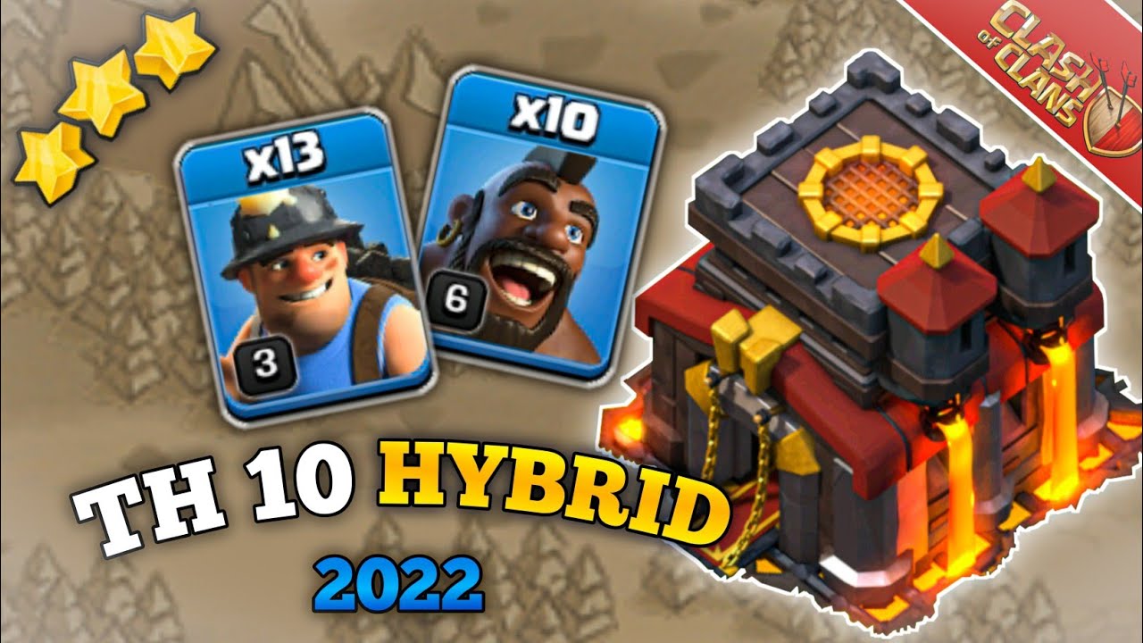 Town Hall 10 Miner Hog Attack || Th10 Hybrid Attack Strategy Clash OF Clans - COC