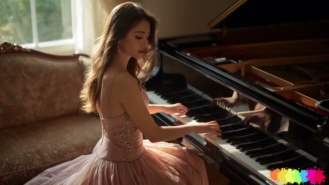 A poised woman captivates hearts with her spellbinding music.