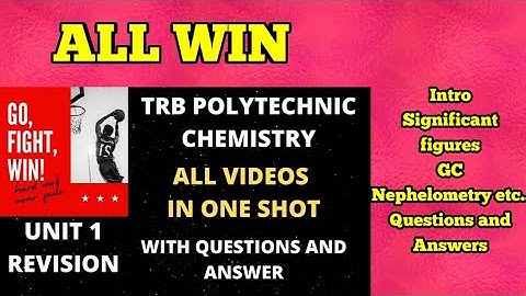 TRB polytechnic chemistry full revision | Unit 1 | Analytical techniques and analytical chemistry