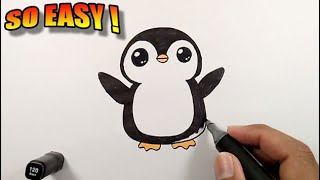 How to draw a penguin easy for beginners | Simple Animal Drawing screenshot 5